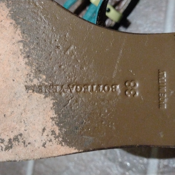 bottega veneta classic mink green yellow blue braided leather thong sandal 38 - Picture 9 of 10